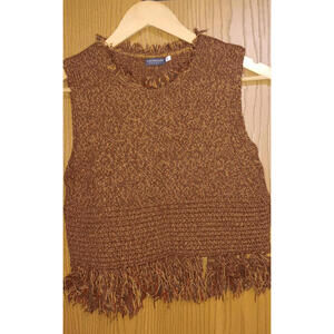 Earthbound Cropped Tank Top Womens Size Small Multicolor Crochet Tassel...